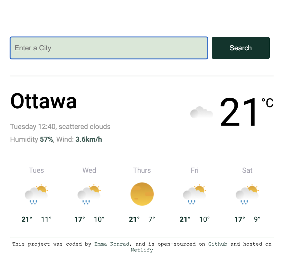 Image of Weather App in Browser